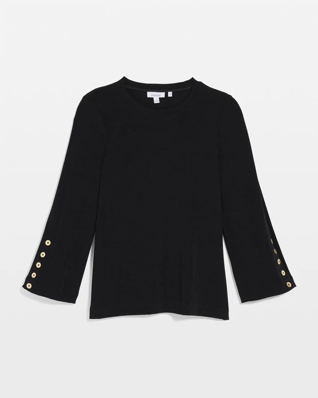 Travelers Button Bell Sleeve Top - image 5